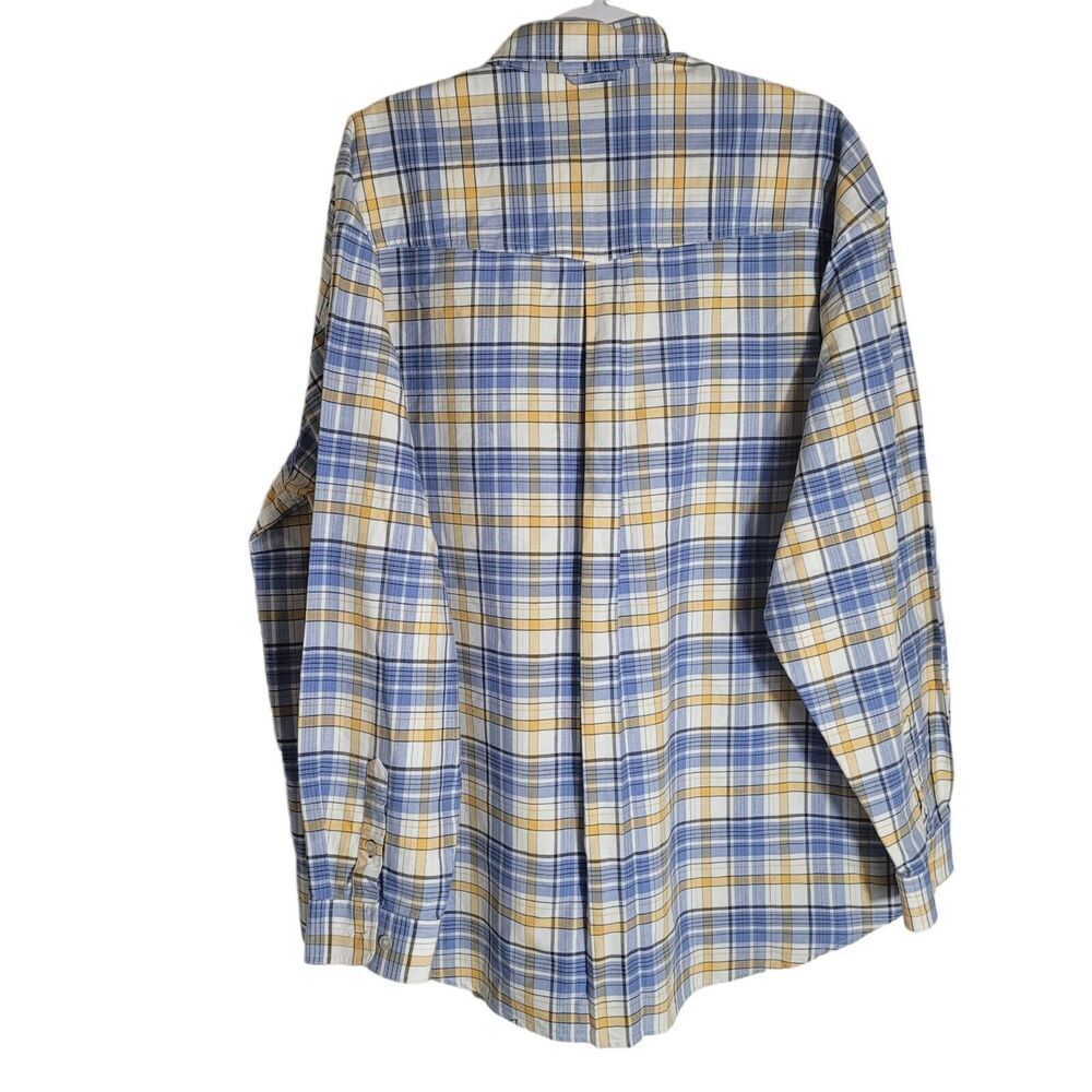 Vintage Roper Button Up Plaid Flannel Shirt Men's Size 2X Cotton Blue Yellow‎
